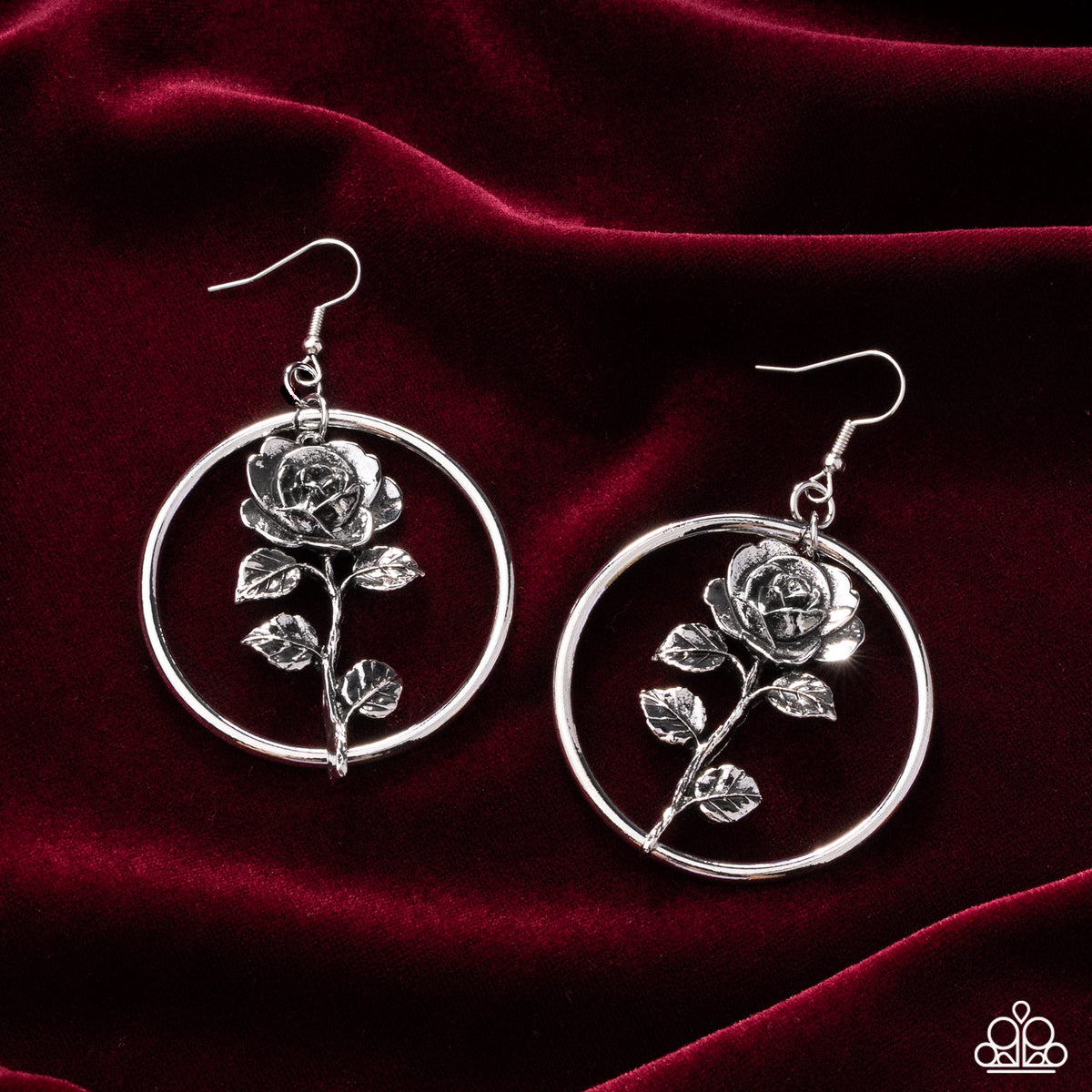 Paparazzi Fairytale Fate - Silver Rose Earring E1733
