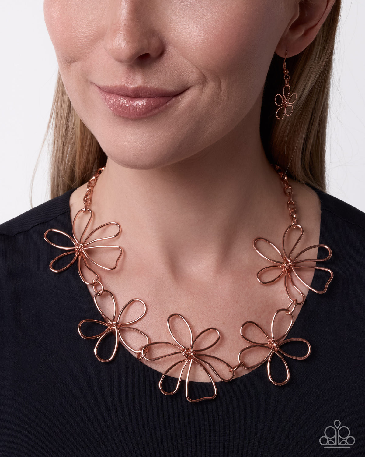 Paparazzi Whimsical Wit - Copper - Shiny Copper Flower Necklace