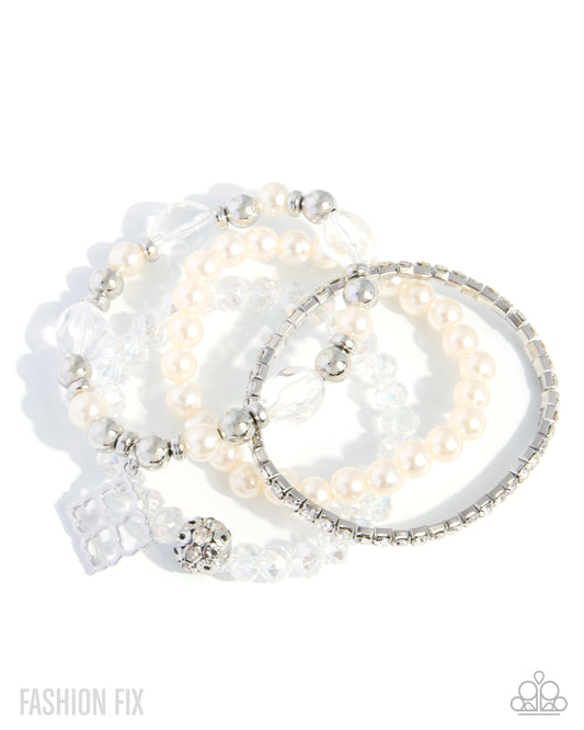 Paparazzi Pastoral Pizzazz - White Set Of 4 Stretch Bracelets Glimpses Of Malibu Fashion Fix September 2026