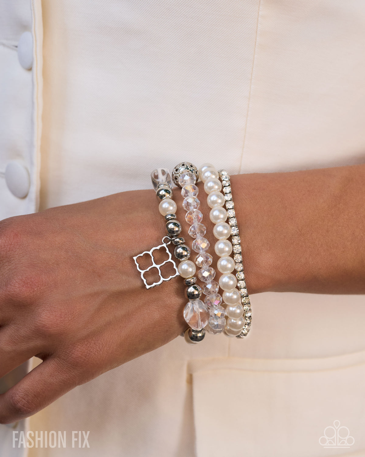 Paparazzi Pastoral Pizzazz - White Set Of 4 Stretch Bracelets Glimpses Of Malibu Fashion Fix September 2026