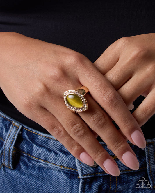 Paparazzi Marquise Mastery - Green Envy Cat's Eye Stone Ring