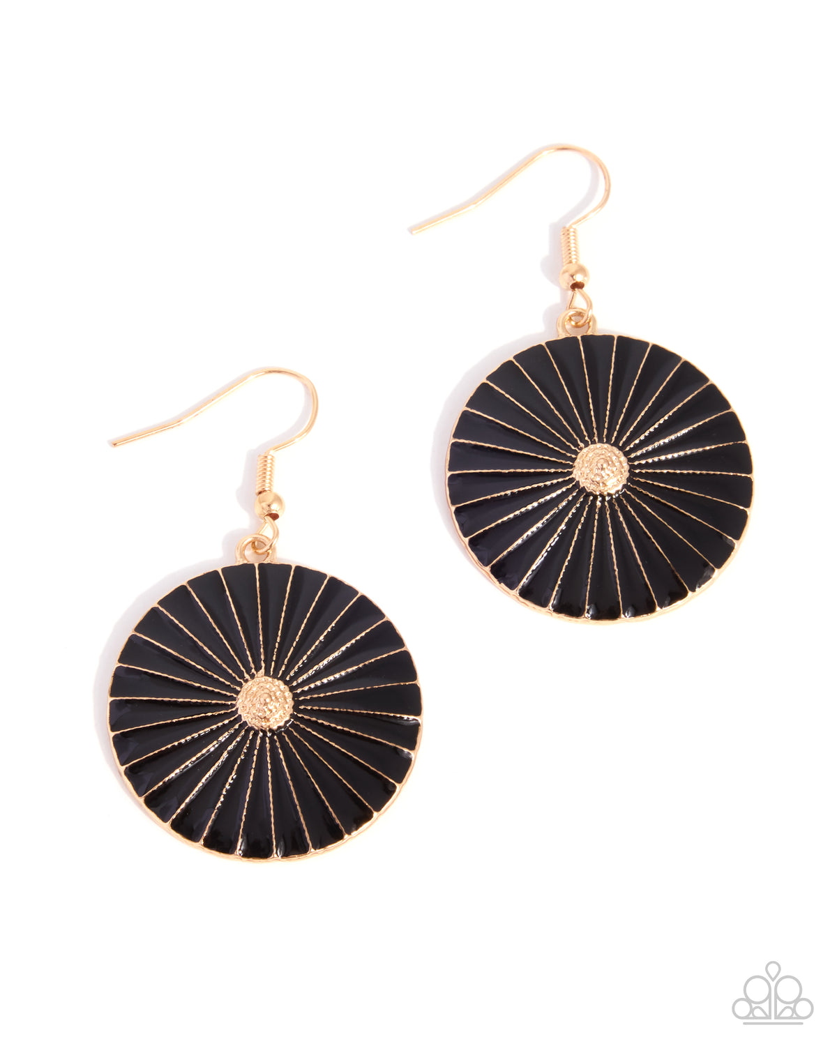Radial Review - Black Painted Spoked & Gold Center Earring