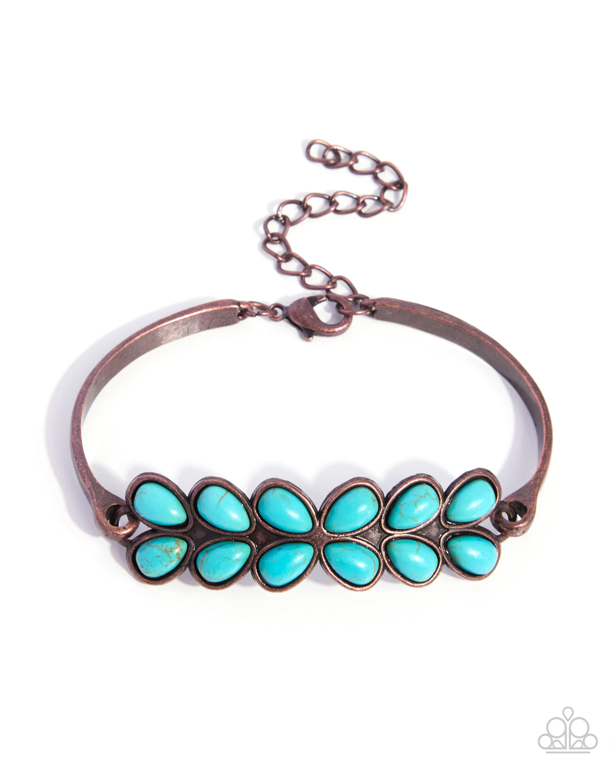 Paparazzi Leafy Life - Copper Laurel Leaf Blue Turquoise Santa Fe Style Bracelet
