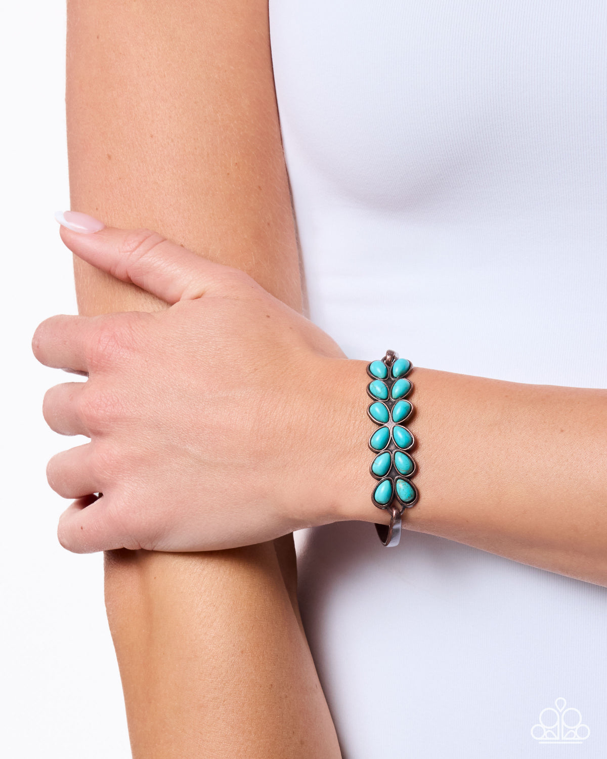 Paparazzi Leafy Life - Copper Laurel Leaf Blue Turquoise Santa Fe Style Bracelet