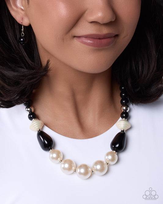Paparazzi Pleasing Pearls - Black Bead & White Pearl Bead Necklace