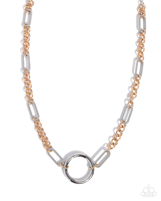 Paparazzi Confident Confrontation - Multi Gold Silver Chain Necklace N4095