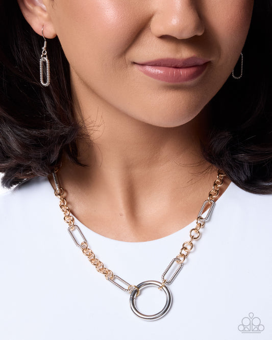 Paparazzi Confident Confrontation - Multi Gold Silver Chain Necklace N4095