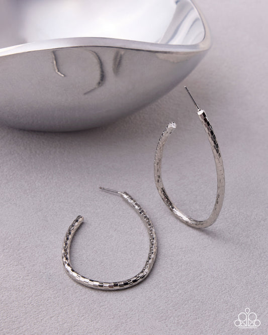 Paparazzi Tousled Twists - Silver 1 1/2 Inch Hoop Earring Life Of The Party October 2026