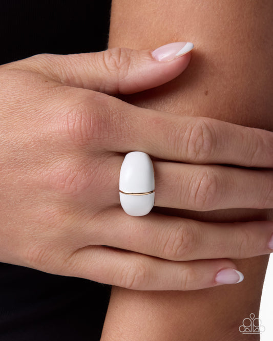 Paparazzi Compelling Company - White Painted Band Gold Ring
