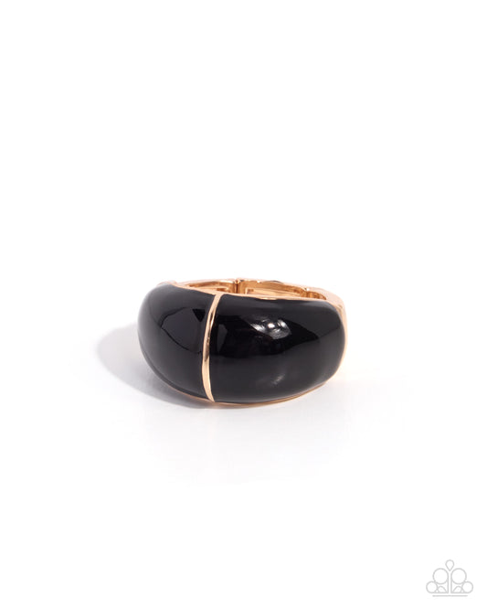 Paparazzi Compelling Company - Black Painted Band Gold Ring
