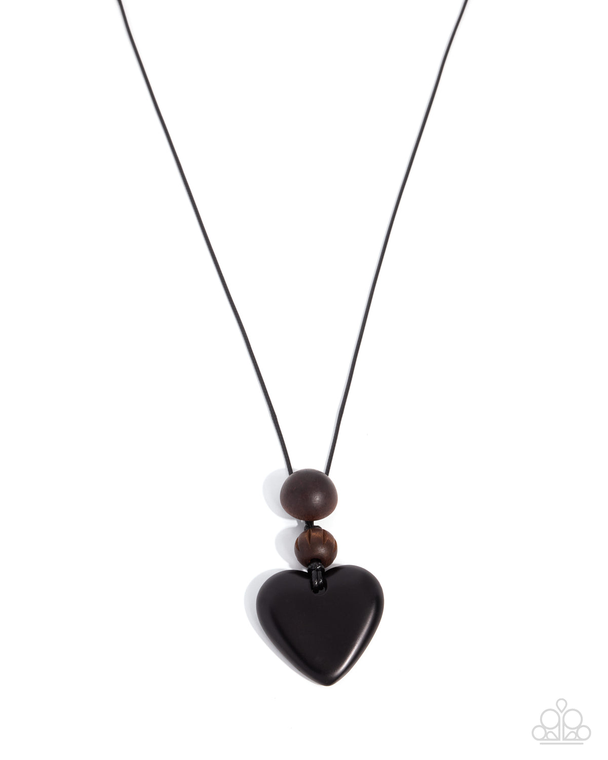 Paparazzi Cupid Cheers - Black Wood Heart Pendant Necklace