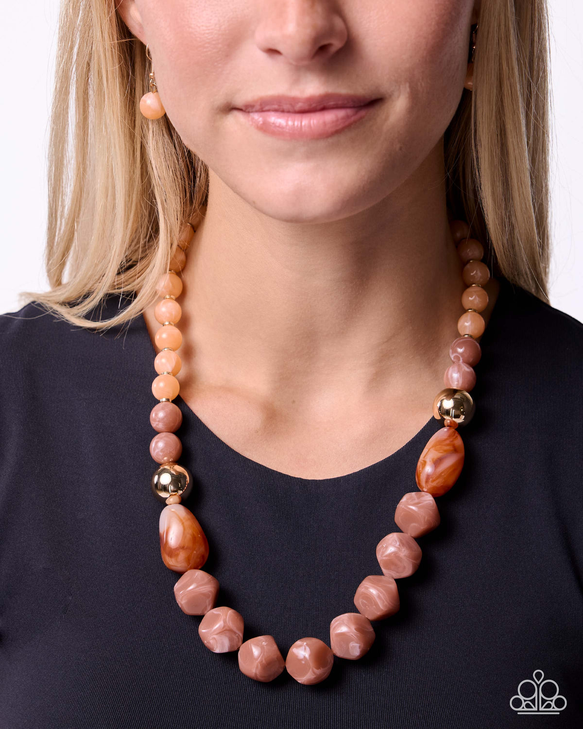 Paparazzi Promising Profession - Multi Muted Clay, Brown, Apricot Acrylic Bead Necklace
