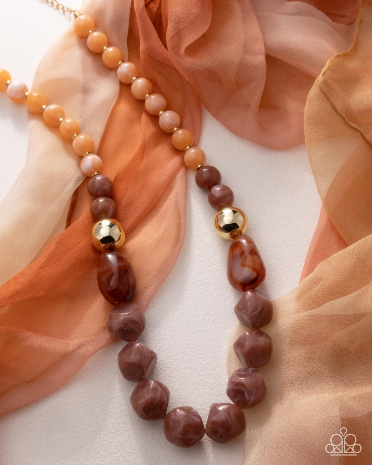 Paparazzi Promising Profession - Multi Muted Clay, Brown, Apricot Acrylic Bead Necklace