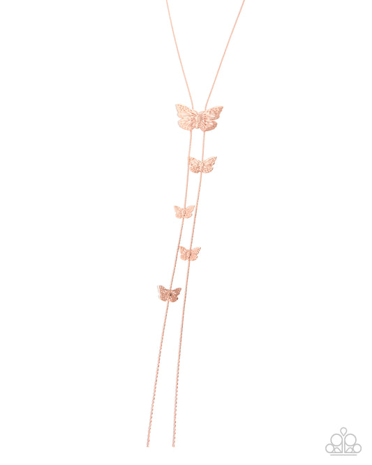 Paparazzi Fluttering Freestyle - Copper - Shiny Copper Butterfly Long Necklace