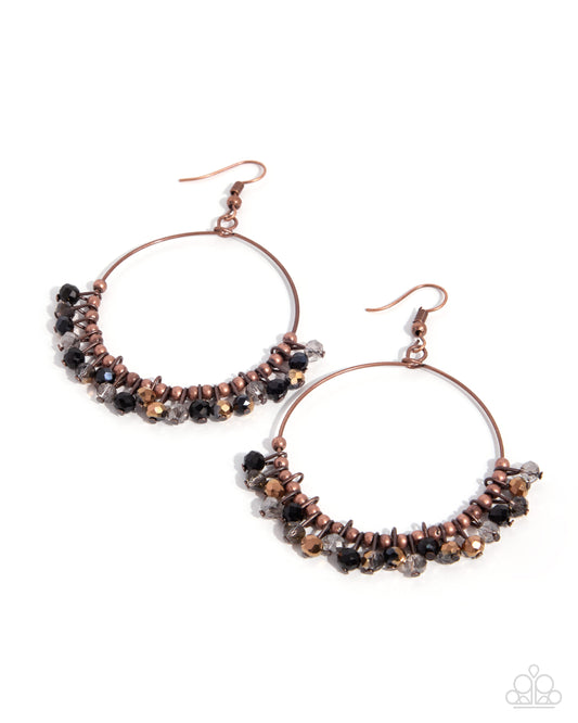 Celebratory Chasse' - Copper & Multicolored Bead Earring