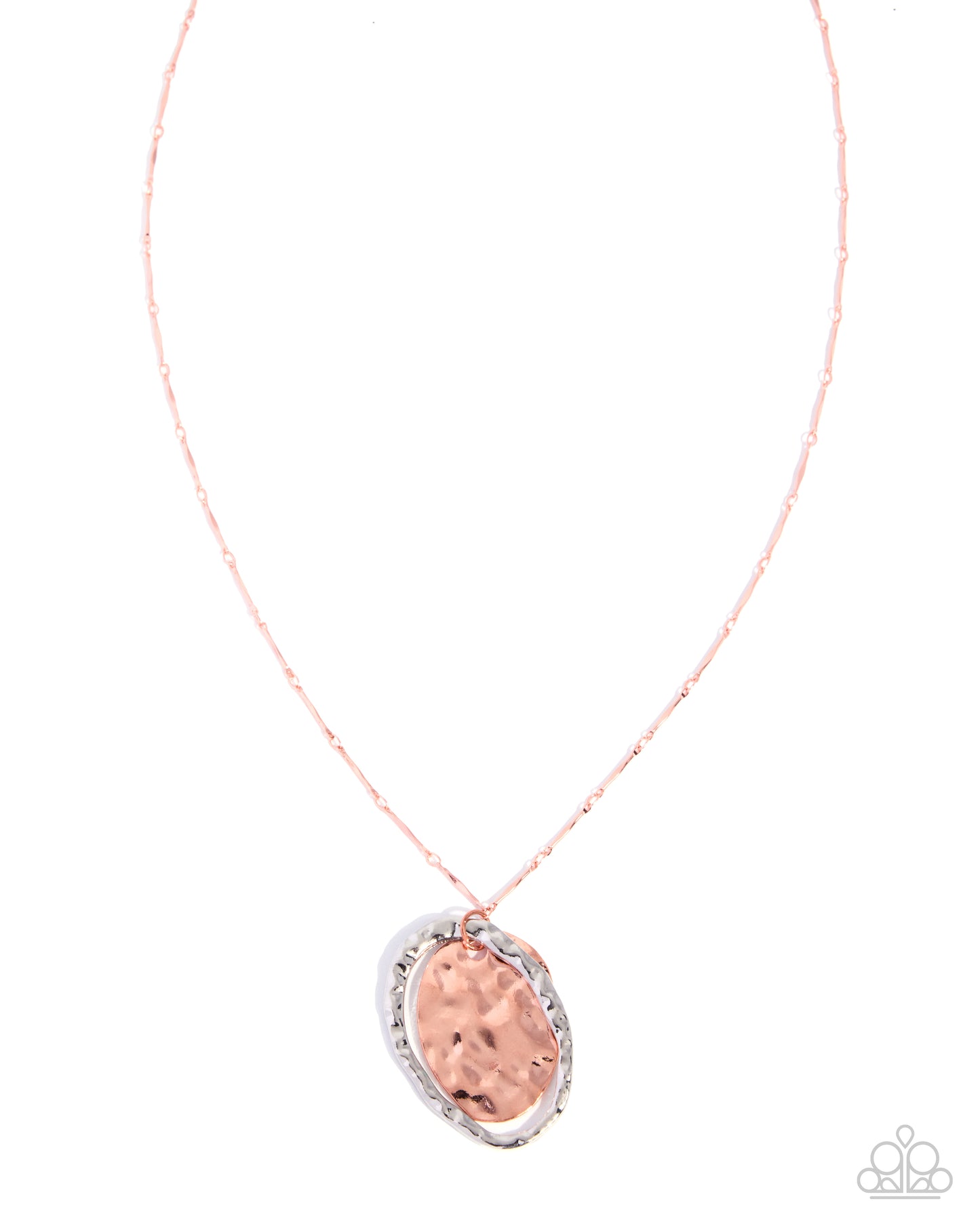 Paparazzi Handcrafted Texture - Copper - Shiny Copper, Silver Hammered Pendant Necklace