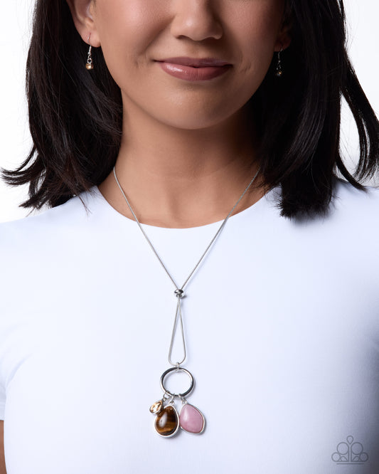 Paparazzi Everfree Element - Brown Tiger's Eye, Rose Quartz Stone & Champagne Gem Necklace
