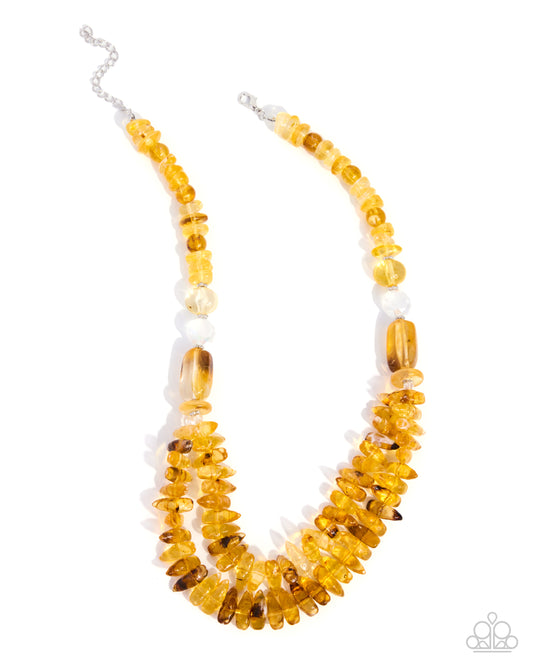 Paparazzi Serene Scale - Yellow & Amber Acrylic Layered Necklace