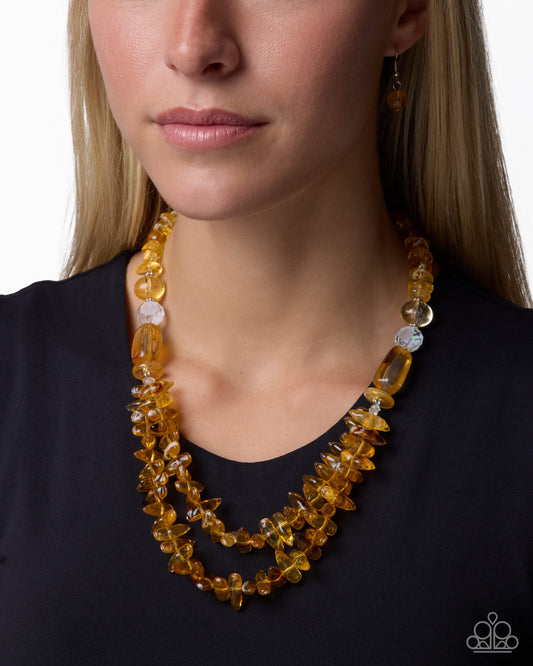 Paparazzi Serene Scale - Yellow & Amber Acrylic Layered Necklace