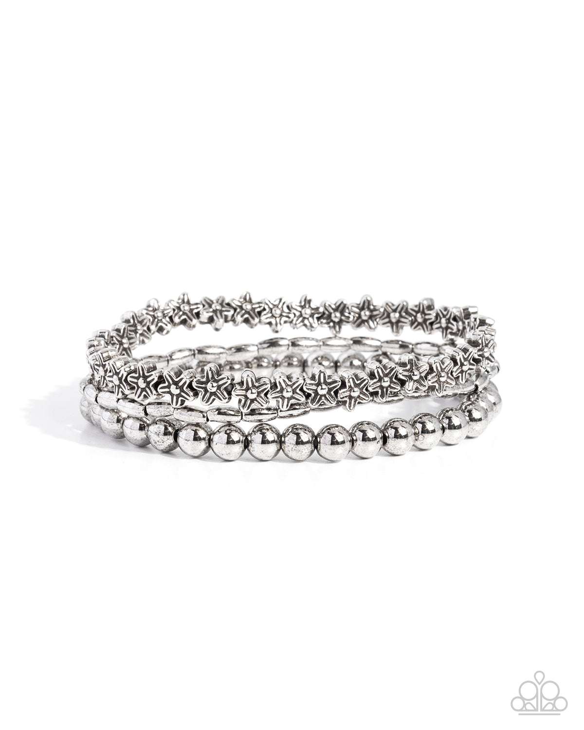 Paparazzi Starry Solace - Silver Bead Stretch Set Of Three Bracelets