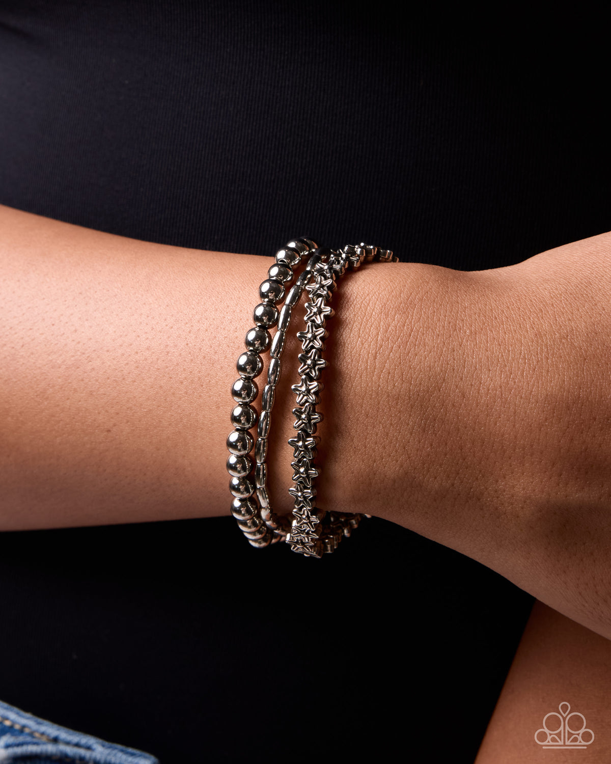 Paparazzi Starry Solace - Silver Bead Stretch Set Of Three Bracelets