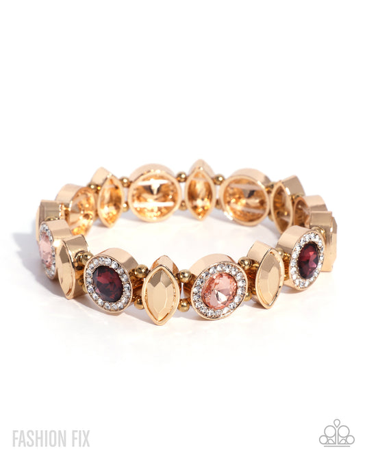 Paparazzi Surprising Sophistication - Gold, Champagne, Peach & Topaz Gem Stretch Bracelet Fiercely 5th Ave Fashion Fix October 2026