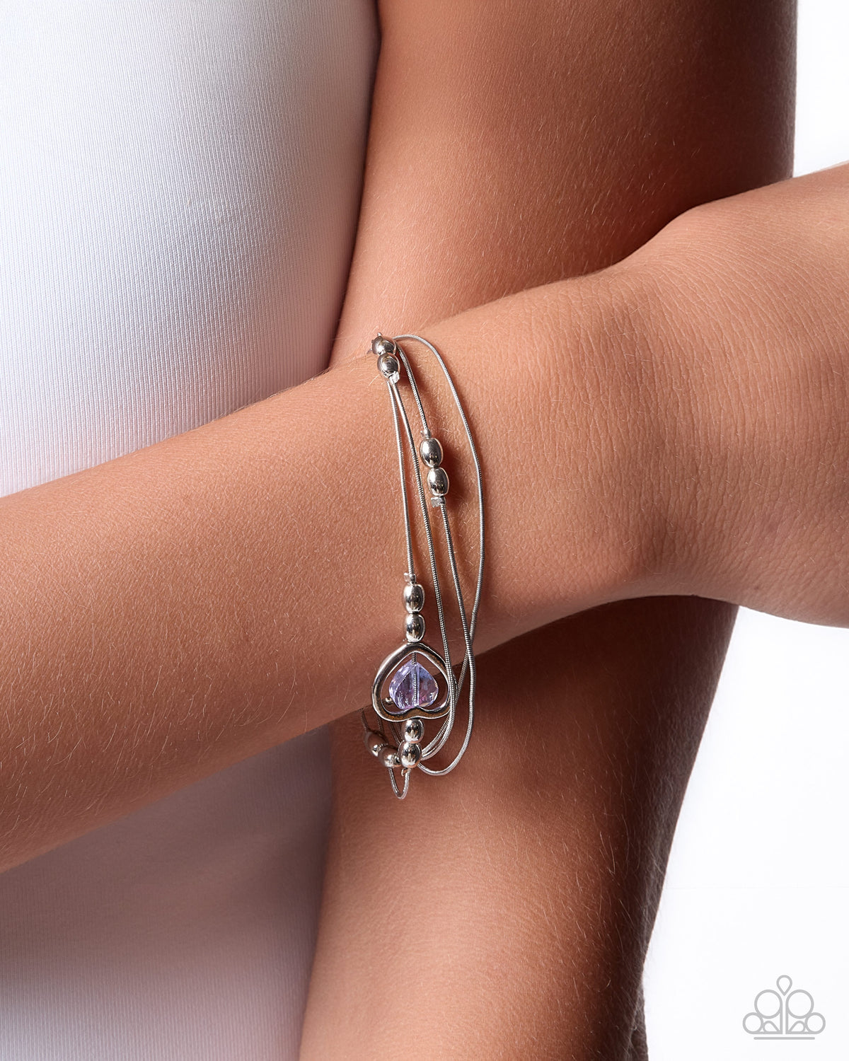 Paparazzi Romantic Reaction - Purple Heart Silver Bracelet