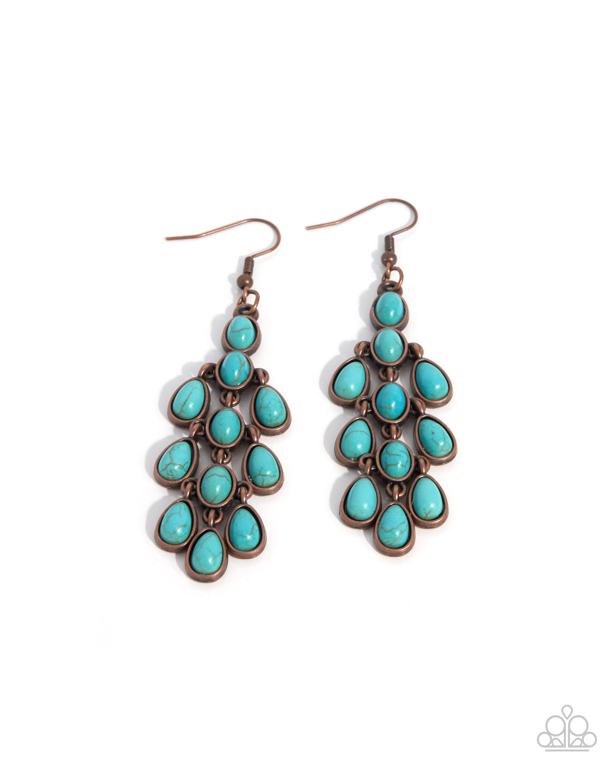 Paparazzi Rustic Return - Copper & Blue Turquoise Stone Chandelier Santa Fe Style Earring