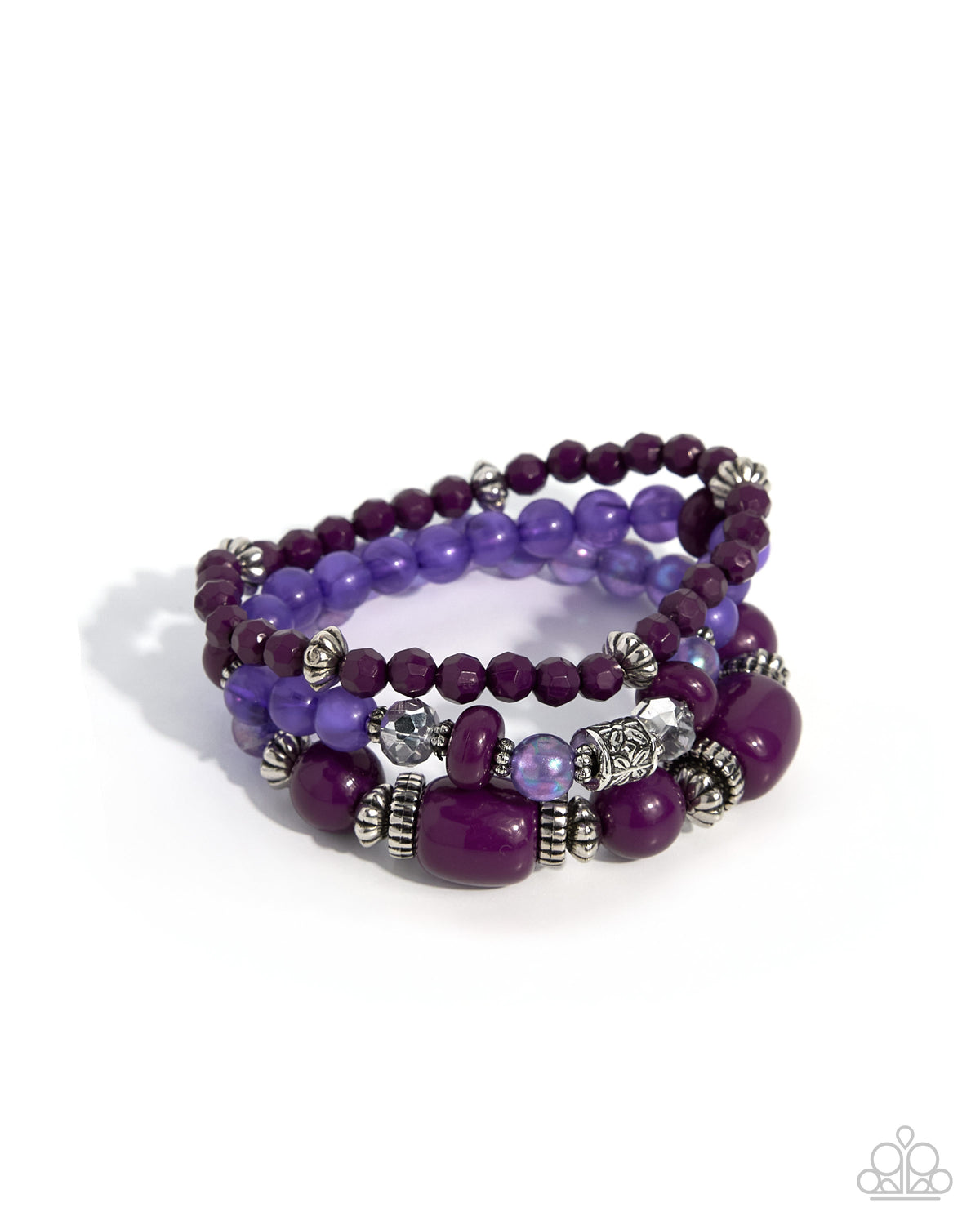 Paparazzi Sunset Soundtrack - Purple Plum, Iridescent Purple Set Of Three Stretch Bracelets