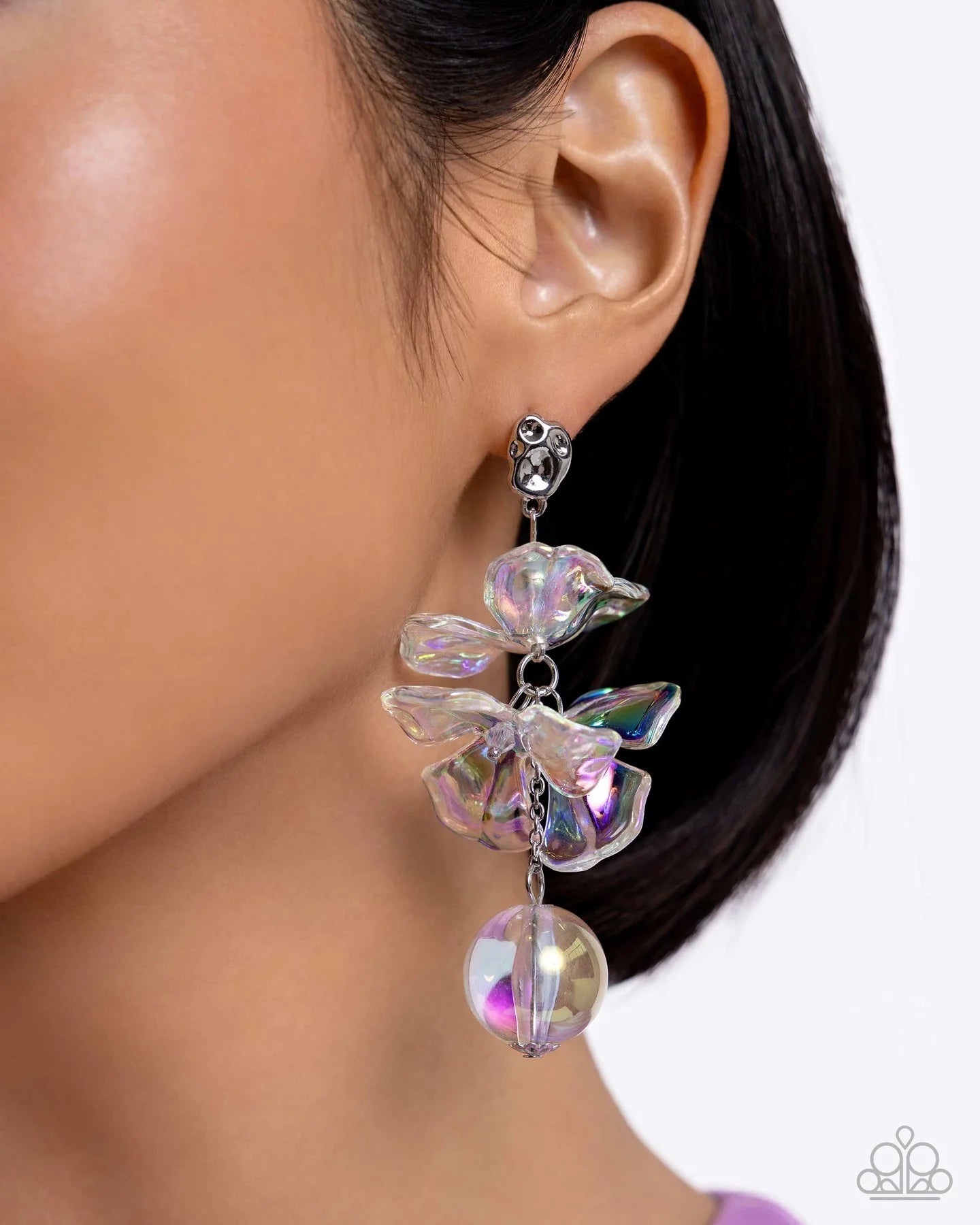 Ignited Iridescence Multi Iridescent Acrylic Flower Post Earring 2024 Summer Party Pack Paparazzi E2213