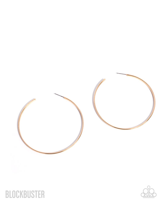 Basic Bombshell - Gold 2 1/2 Inch Hoop Blockbuster Earring Paparazzi E3118
