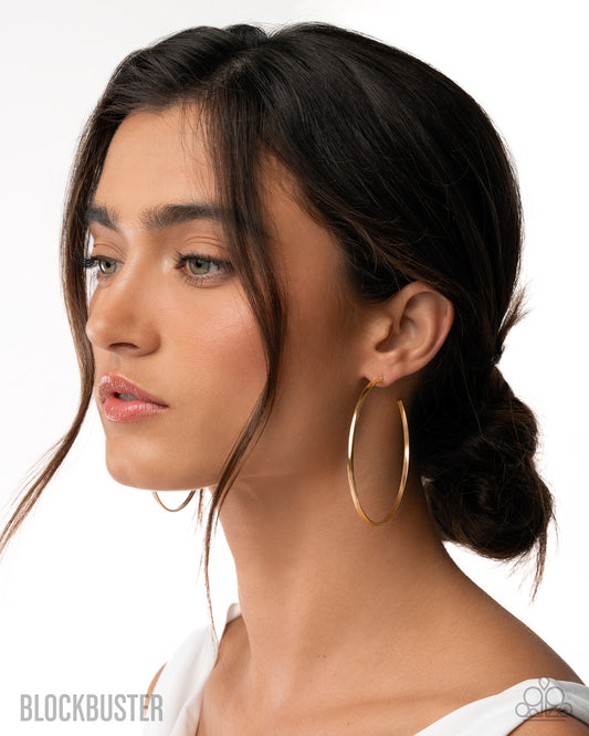 Paparazzi Basic Bombshell - Gold 2 1/2 Inch Hoop Blockbuster Earring E3118