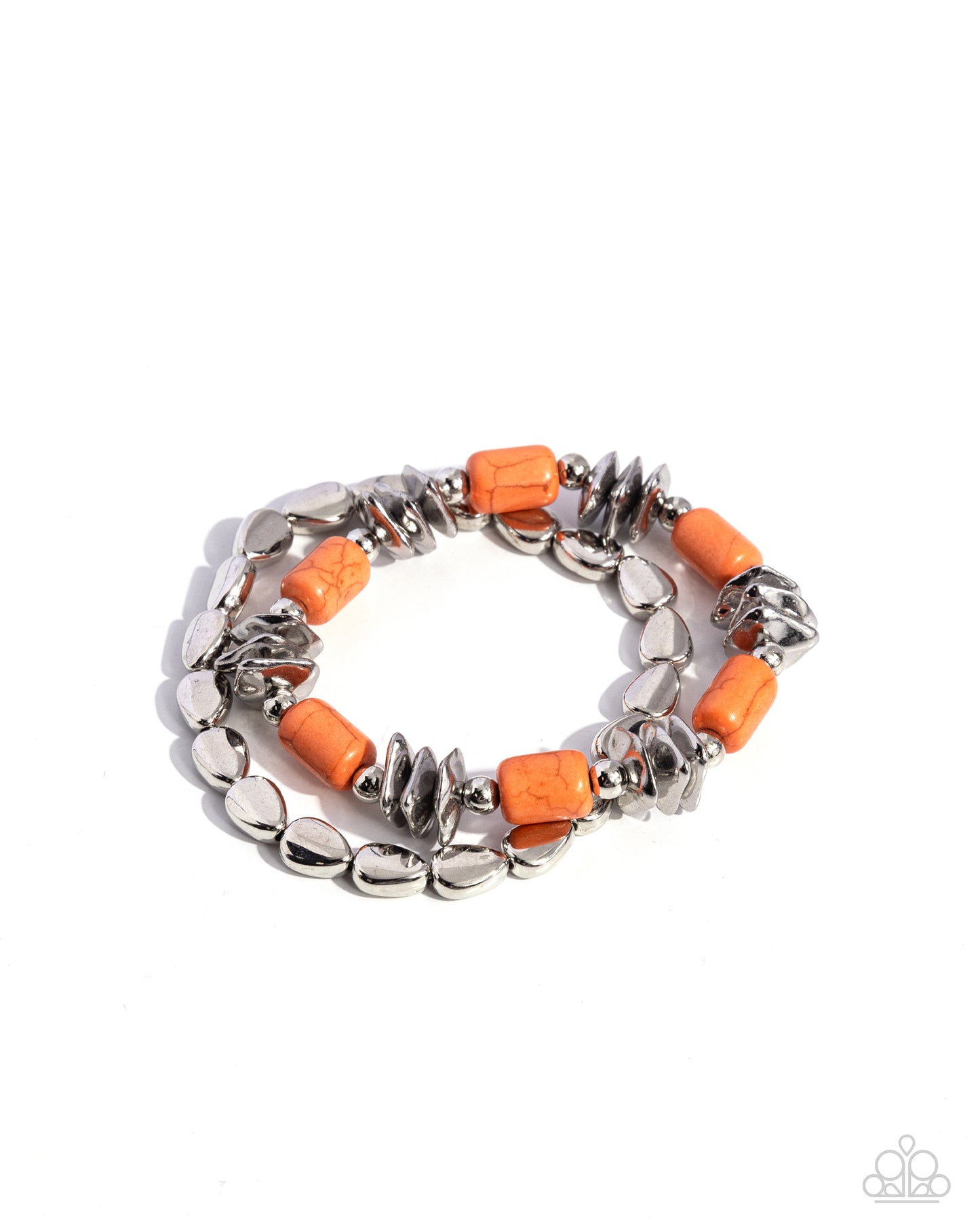 Paparazzi Canyon Cavern - Burnt Orange Stone Silver Accent Santa Fe Style Stretch Bracelet B1093