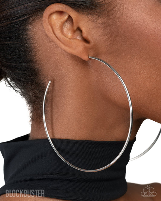 Colossal Culture - Silver 4 Inch Hoop Blockbuster Earring Paparazzi