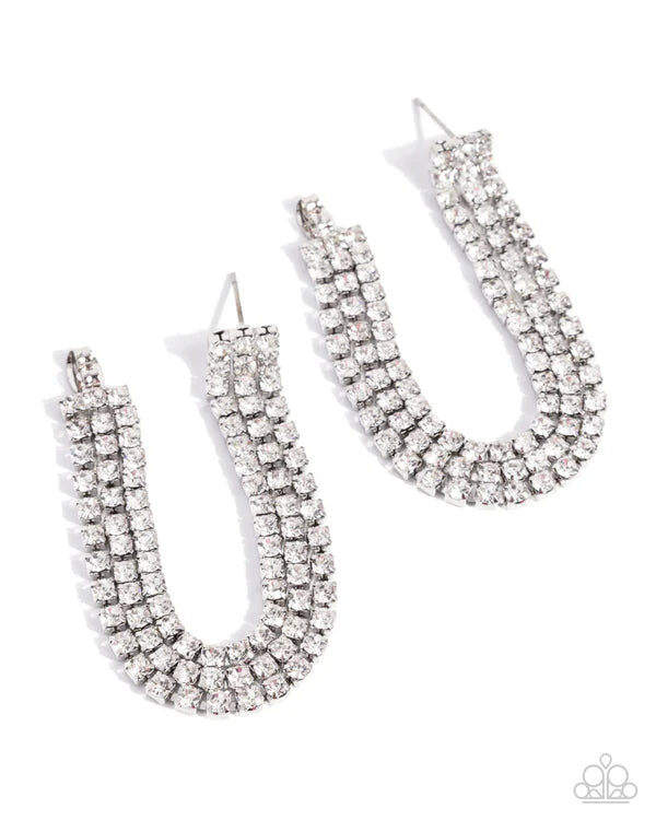 Paparazzi Delicate Daydream - White Rhinestone Silver Earring July 2026 Life Of The Party