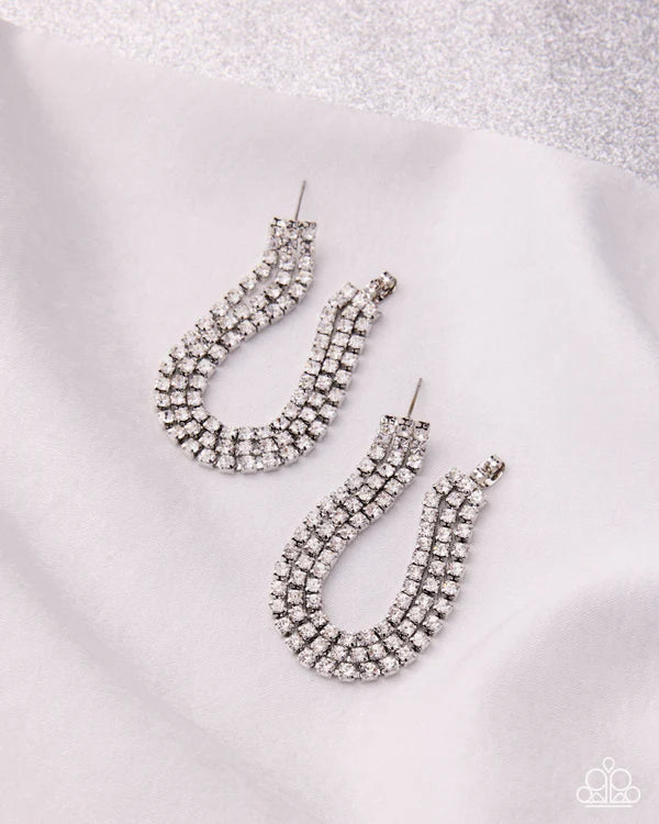 Paparazzi Delicate Daydream - White Rhinestone Silver Earring July 2026 Life Of The Party