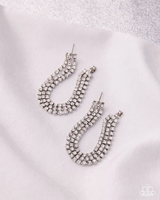 Paparazzi Delicate Daydream - White Rhinestone Silver Earring July 2026 Life Of The Party