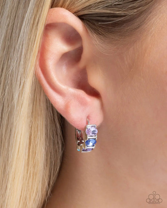Impressive Impact Blue 3/4 Inch Hinge Hoop Earring Paparazzi E2335