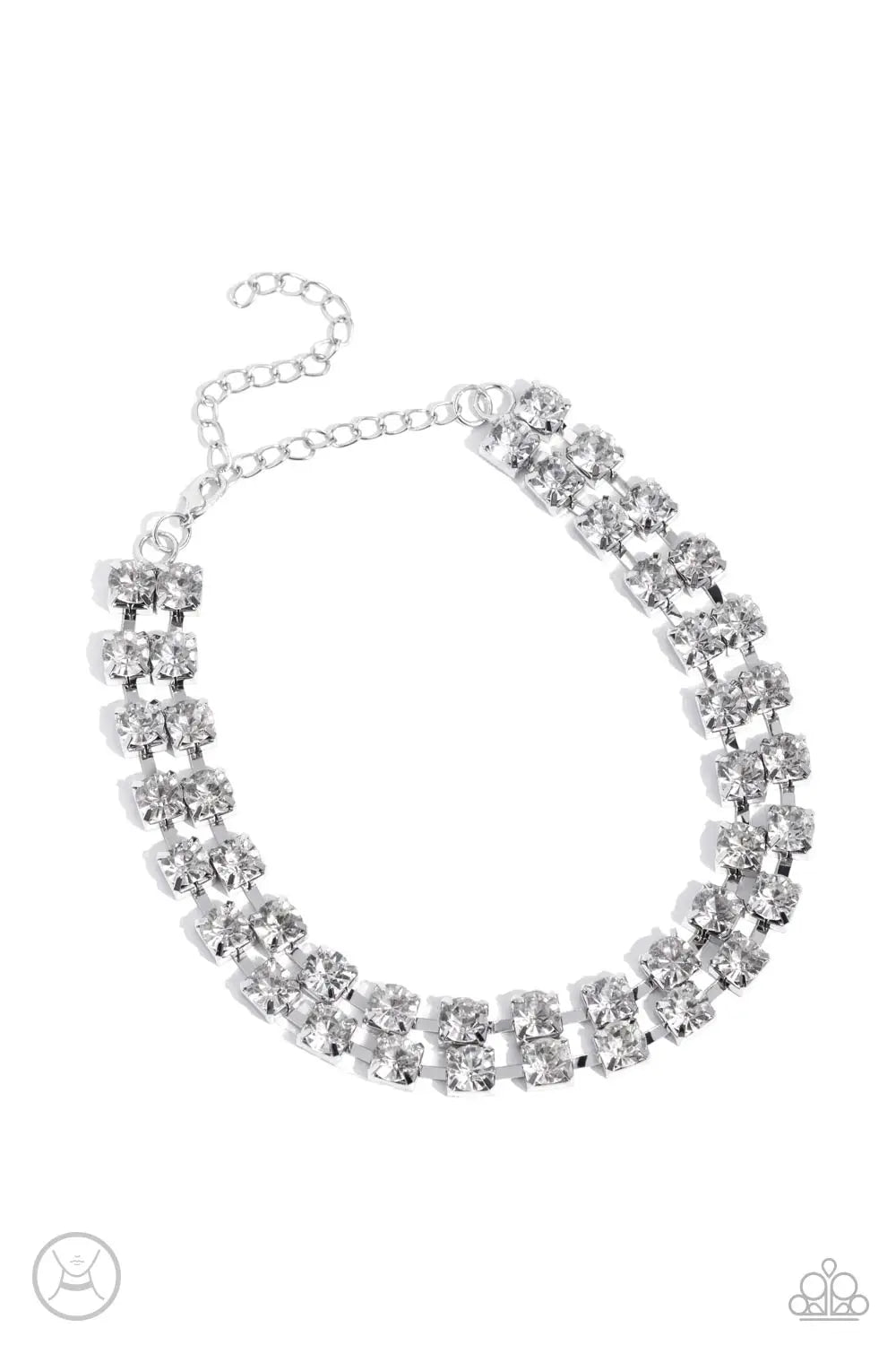 Glistening Gallery White Rhinestone Choker Necklace Life Of The Party November 2023 Paparazzi N1840