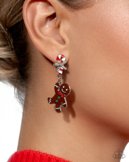 Gingerbread Man - Multicolored Post Christmas Earring Life Of The Party October 2025 Paparazzi