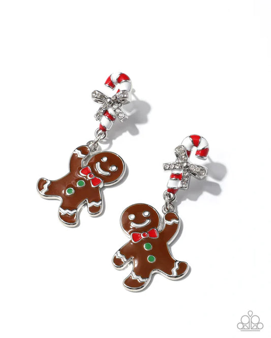Gingerbread Man - Multicolored Post Christmas Earring Life Of The Party October 2025 Paparazzi