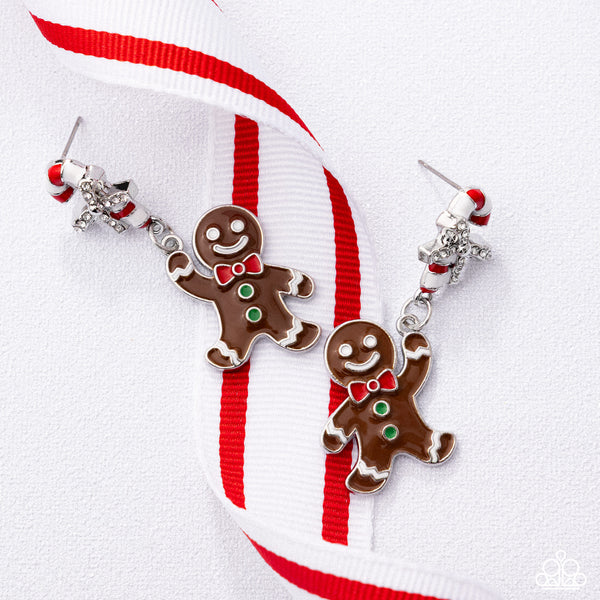 Gingerbread Man - Multicolored Post Christmas Earring Life Of The Party October 2025 Paparazzi