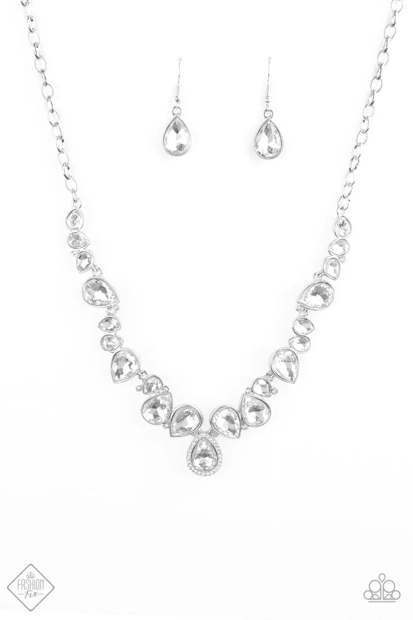 I Want It All White Teardrop Gem Necklace Fashion Fix July 2020 Paparazzi N1042