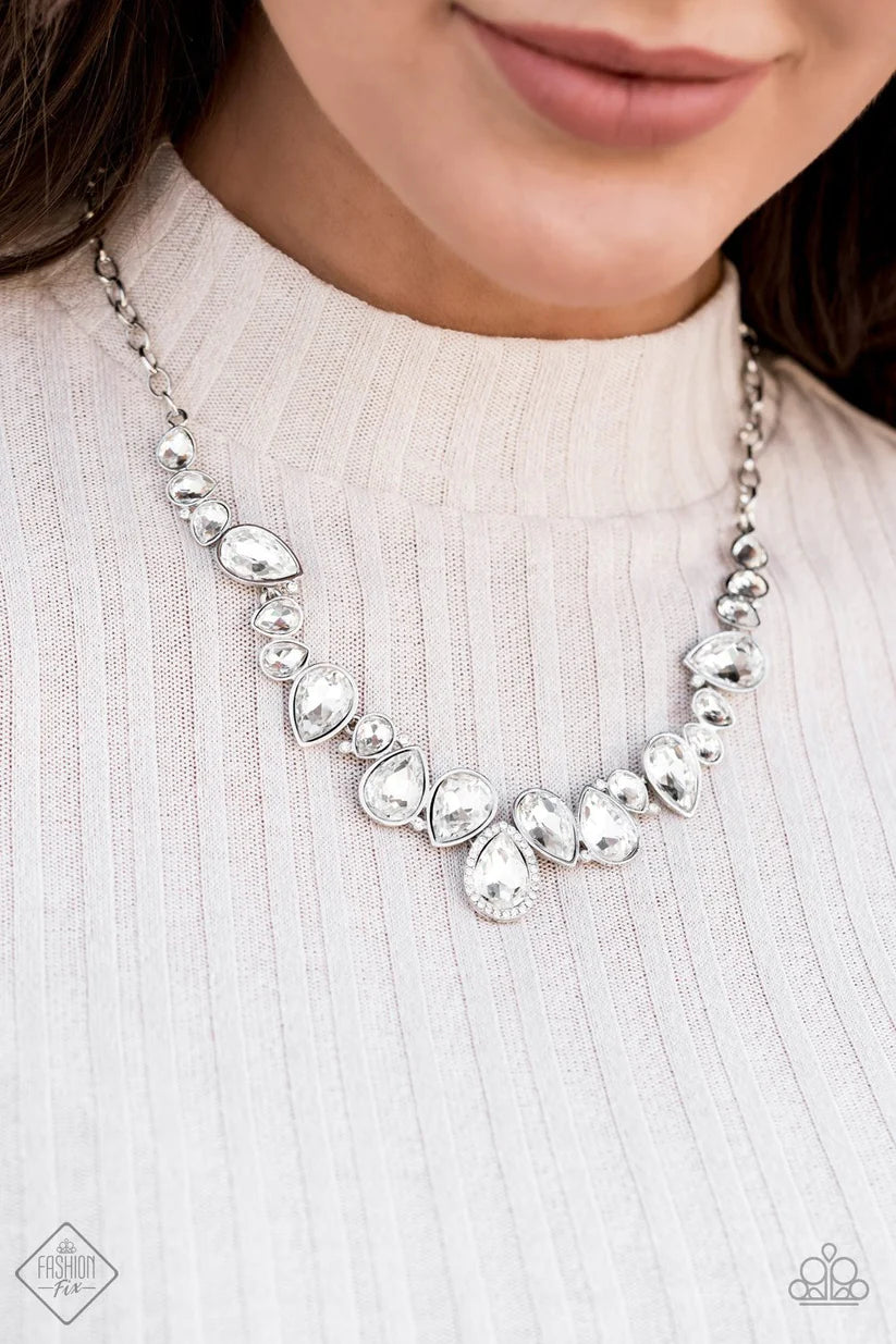 I Want It All White Teardrop Gem Necklace Fashion Fix July 2020 Paparazzi N1042