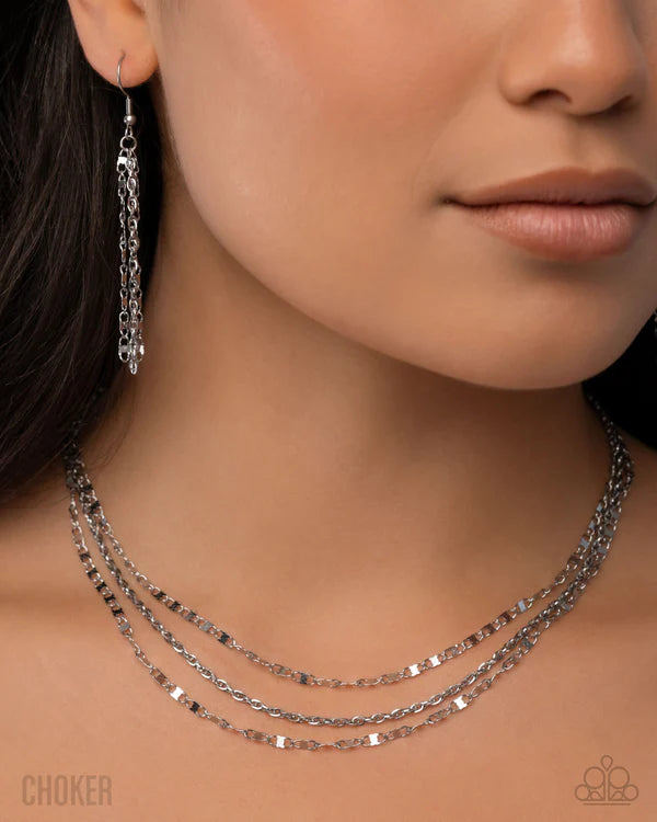 Paparazzi Layered Legend - Silver Layered Chain Stainless Steel Necklace Life Of The Party February 2026 N3903