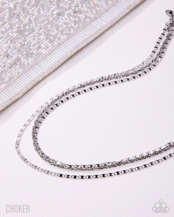 Paparazzi Layered Legend - Silver Layered Chain Stainless Steel Necklace Life Of The Party February 2026 N3903