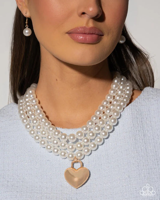 Paparazzi Lustrous Look Gold Heart Necklace July 2026 Life Of The Party Exclusive