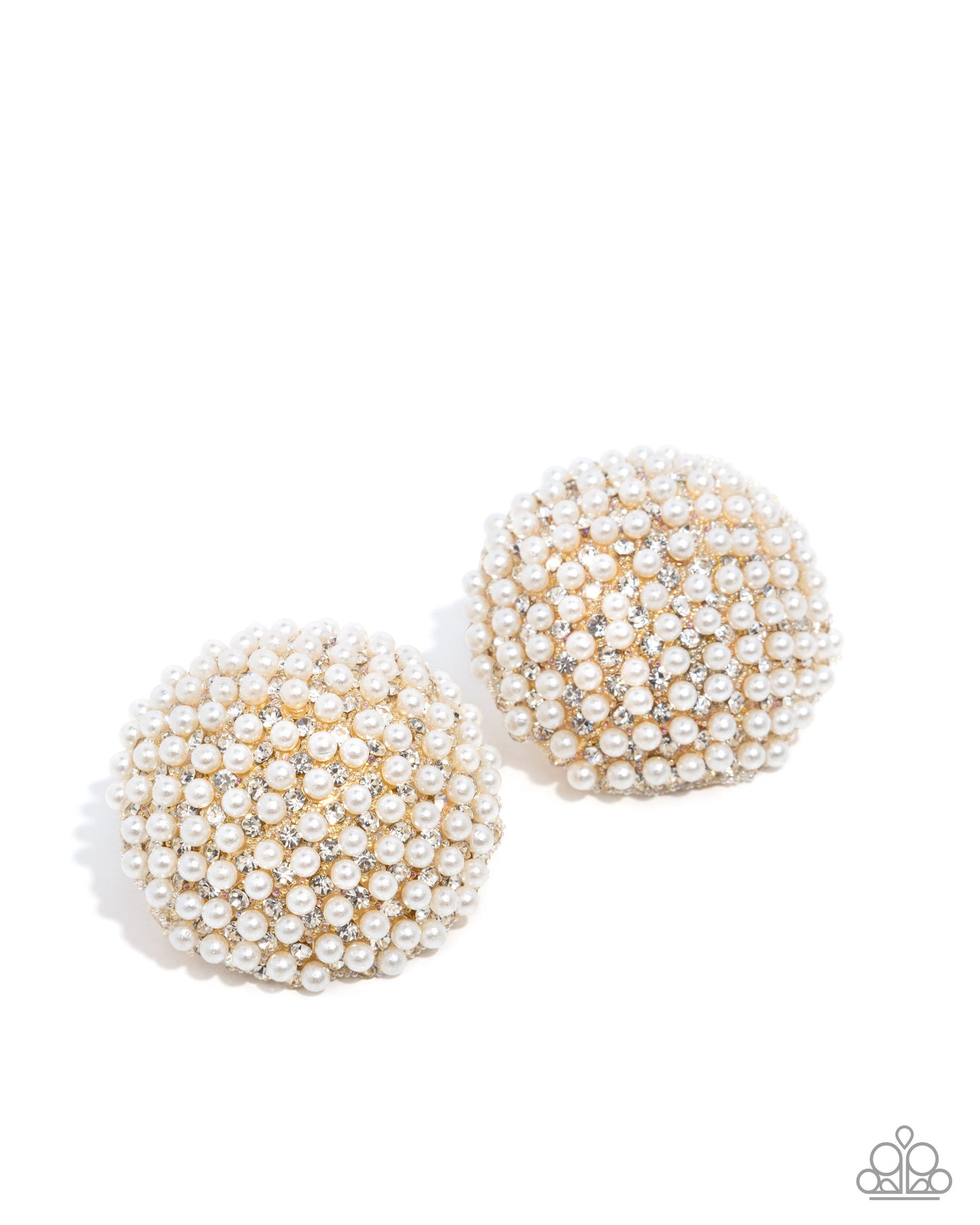 Paparazzi Overwhelming Opulence - Gold White Pearl Post Earrings Life Of The Party February 2026 E3334