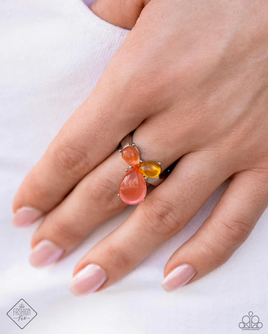 Reflective Ranking Pink, Orange, Yellow Teardrop Ring Fashion Fix April 2024 Paparazzi R0715