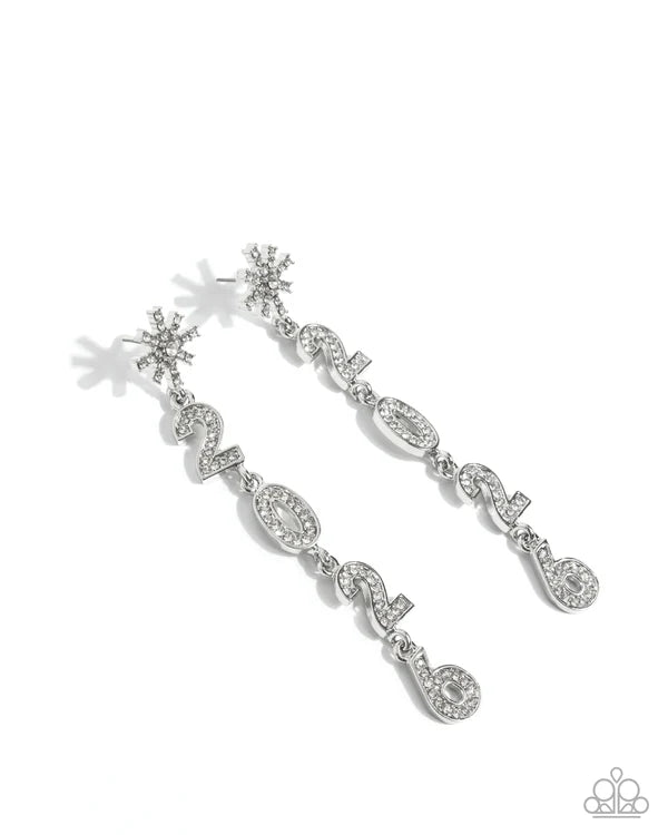 Paparazzi Ring In The Shimmer - White Rhinestone Snowflake 2026 Post Earrings Life Of The Party November 2025